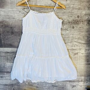 Urban Outfitters White Tiered Lace-Trim Sundress